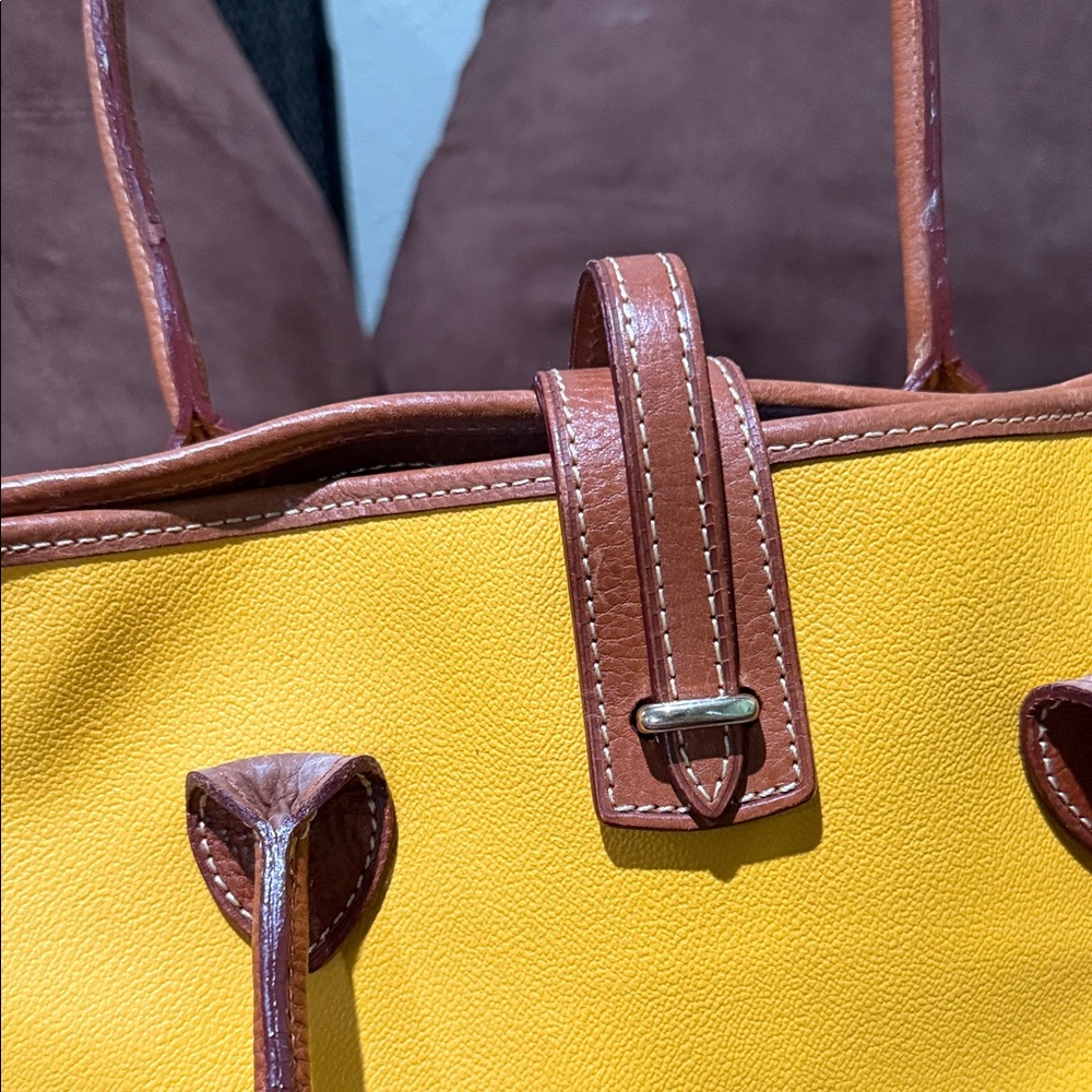 Dooney & Bourke Mustard Yellow Tote with Brown Accents - Picture 4 of 11